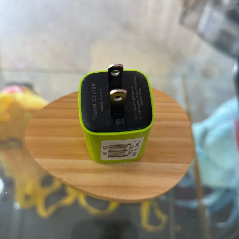 Green USB Wall Charger with USB-A and USB-C Ports